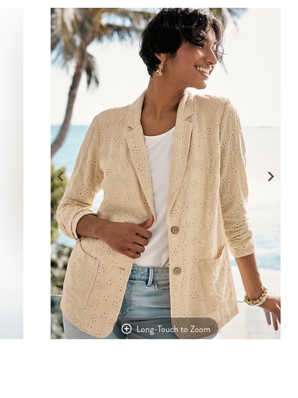 Light Beige Eyelet Knit Blazer  - Women